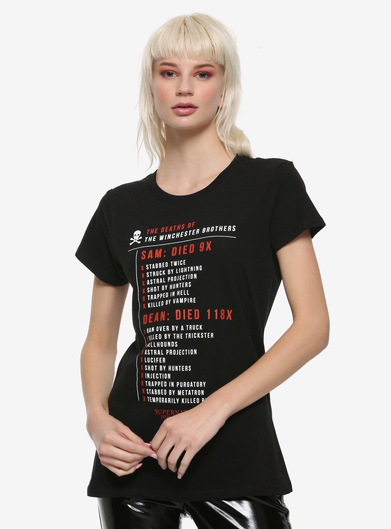 Supernatural Winchester Brothers Death List Girls T-Shirt, WHITE, hi-res