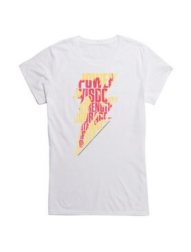 DC Comics Shazam! Bolt Word Collage Girls T-Shirt, WHITE, hi-res