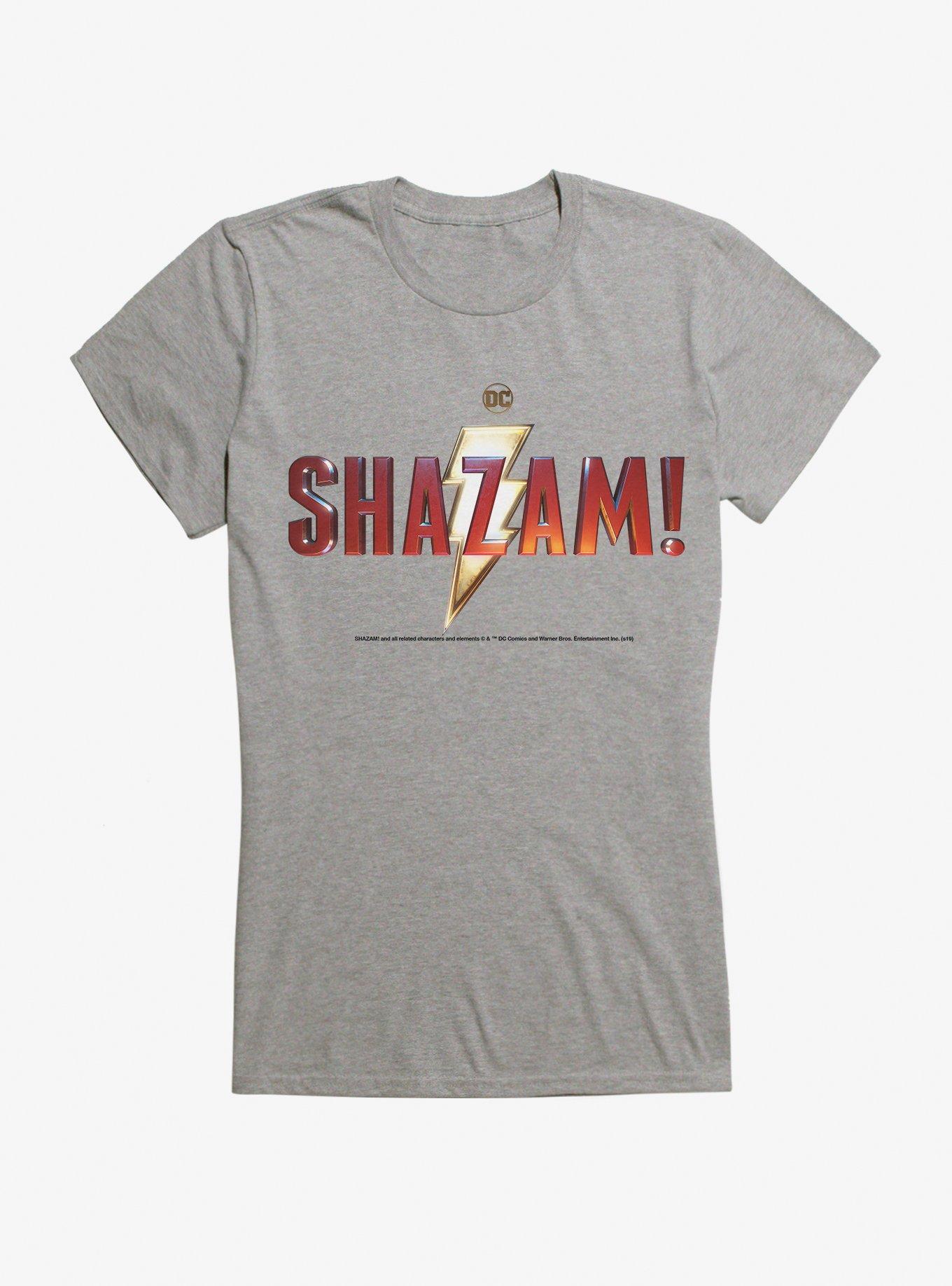 DC Comics Shazam! Name Logo Girls T-Shirt, HEATHER, hi-res
