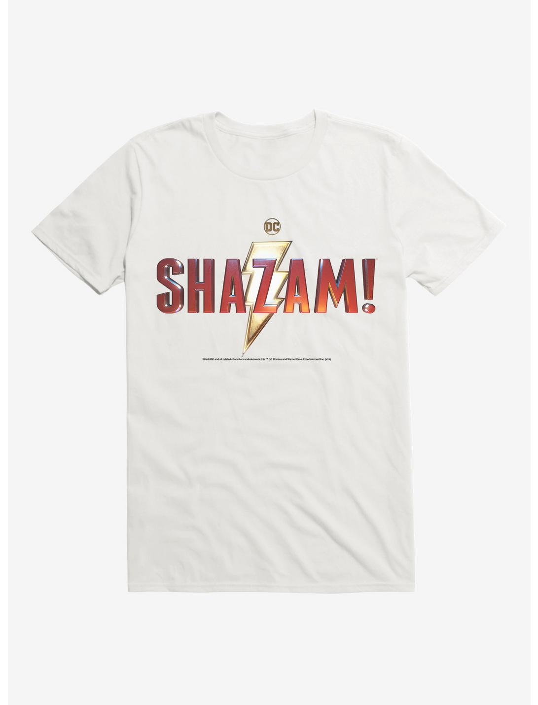 DC Comics Shazam! Name Logo T-Shirt, WHITE, hi-res