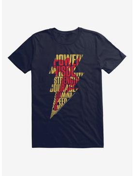 DC Comics Shazam! Bolt Word Collage Royal Blue T-Shirt, , hi-res