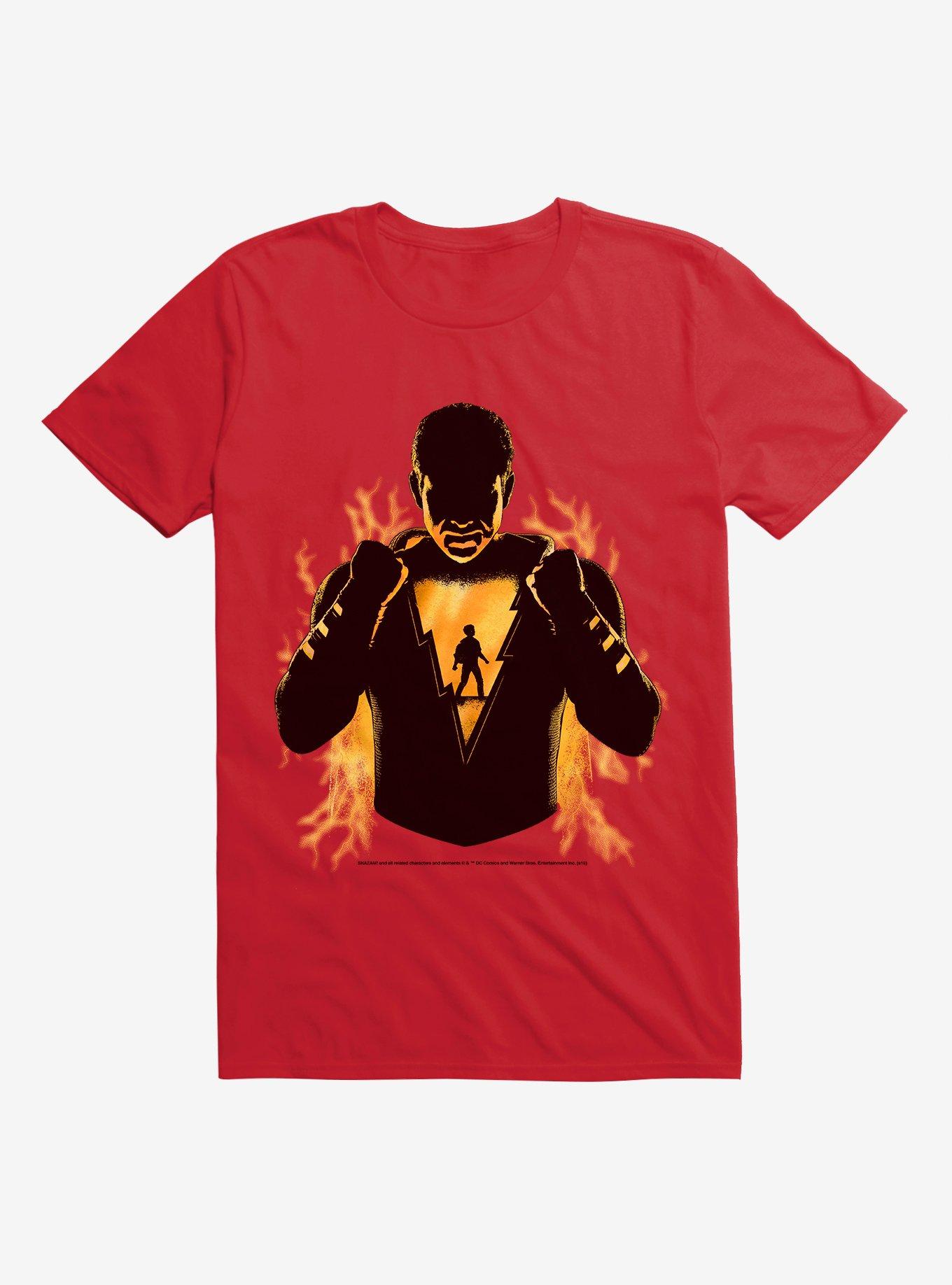 DC Comics Shazam! Billy Shadow Outline Flame Red T-Shirt, , hi-res