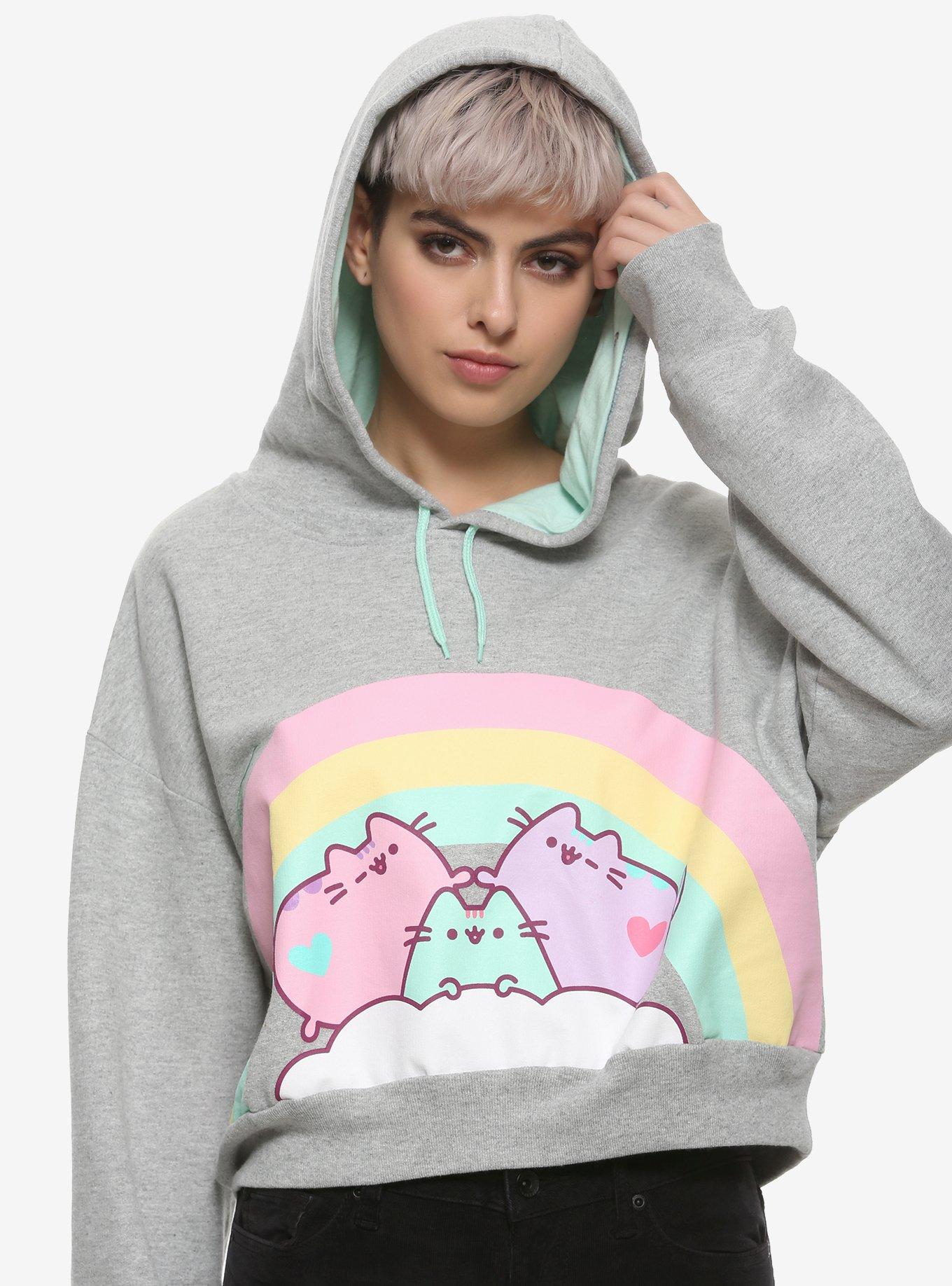 Pusheen crop top hoodie on sale