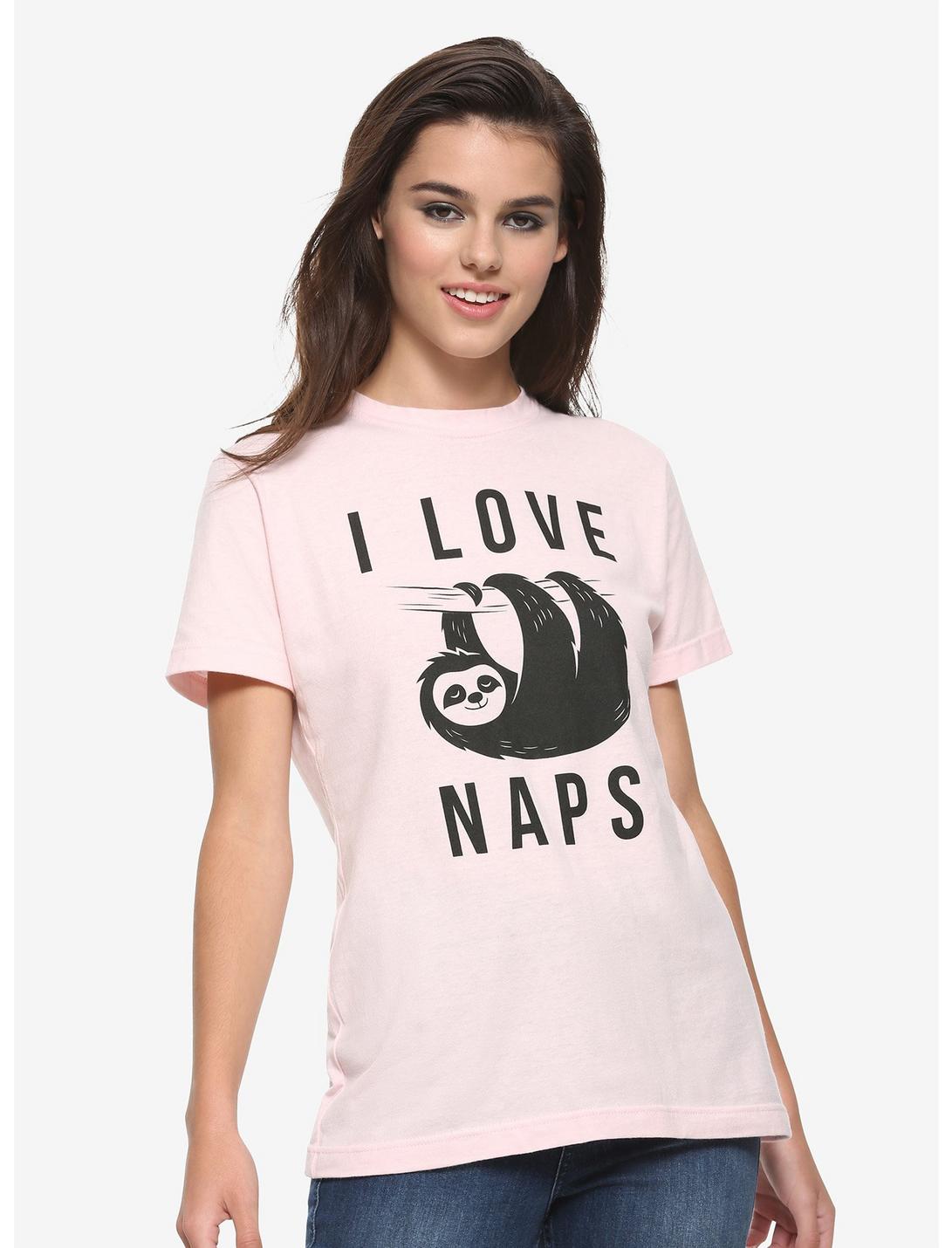 I Love Naps Sloth Girls T-Shirt, BLACK, hi-res