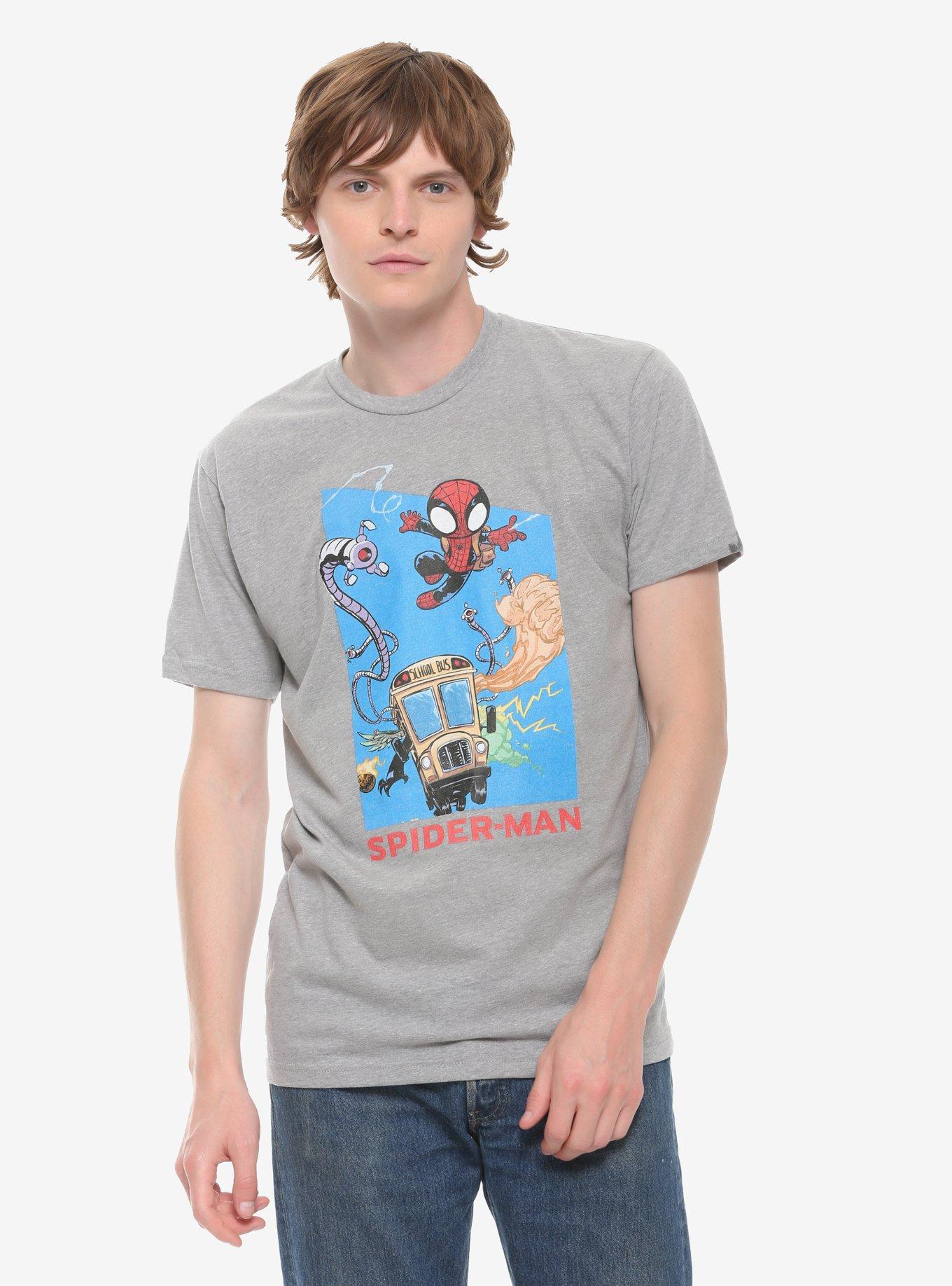 Marvel Spider-Man Villain School Bus T-Shirt - BoxLunch Exclusive, GREY, hi-res