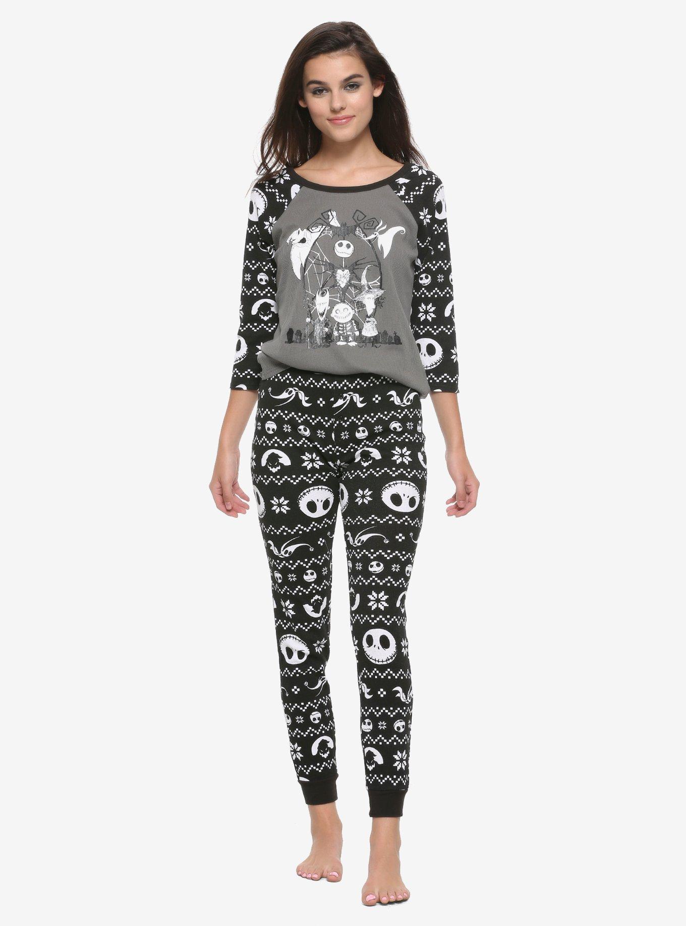 The Nightmare Before Christmas Fair Isle Girls Thermal Sleep Set, MULTI, hi-res