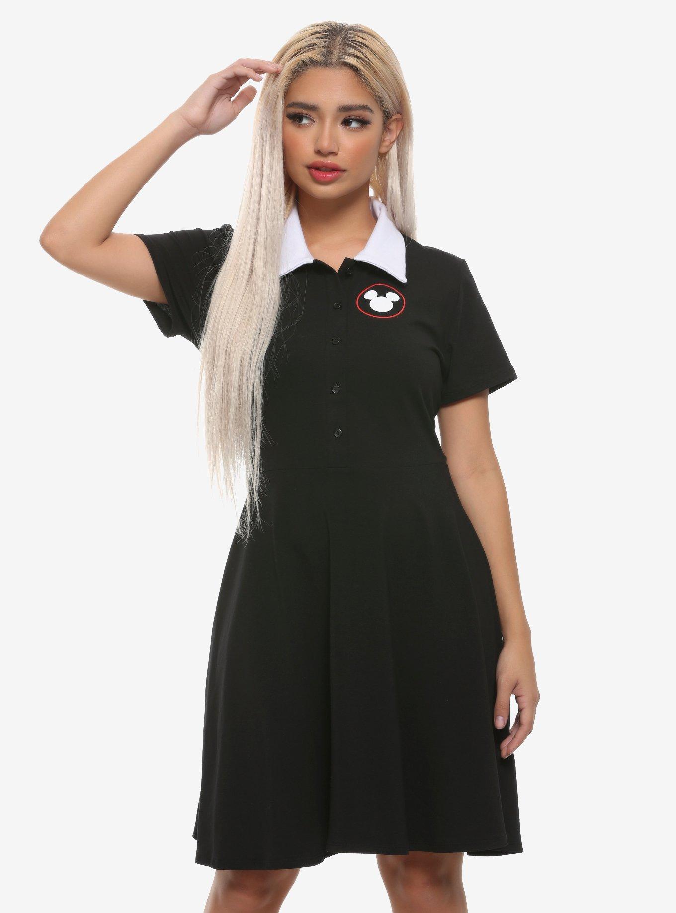 Disney Mickey Mouse Black & White Collared Dress, MULTI, hi-res