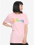 Disney Rainbow Logo T-Shirt - BoxLunch Exclusive, PINK, hi-res
