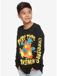 Pokemon Fire Type Charizard Youth Long Sleeve T-Shirt, BLACK, hi-res