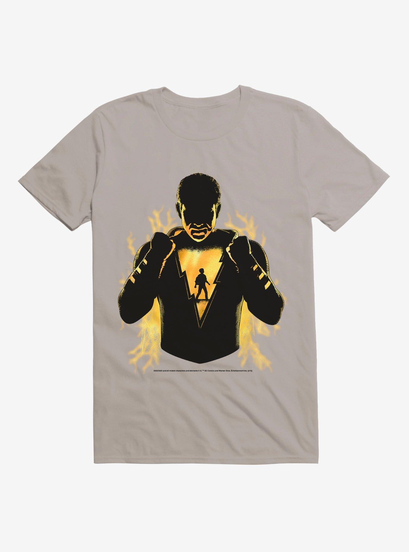 DC Comics Shazam! Billy Shadow Outline Flame T-Shirt, LIGHT GREY, hi-res