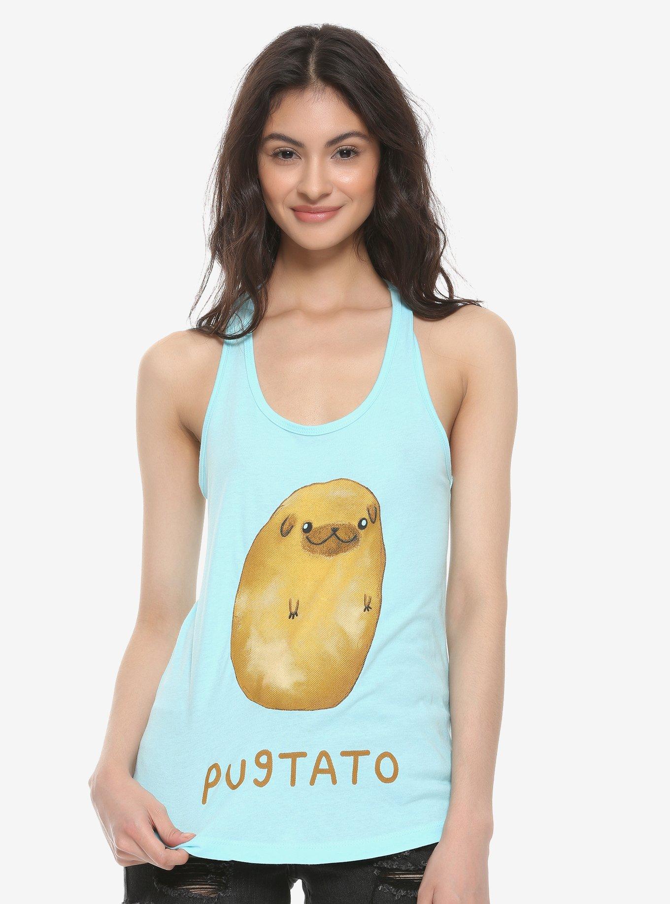 Pugtato Girls Tank Top, BROWN, hi-res