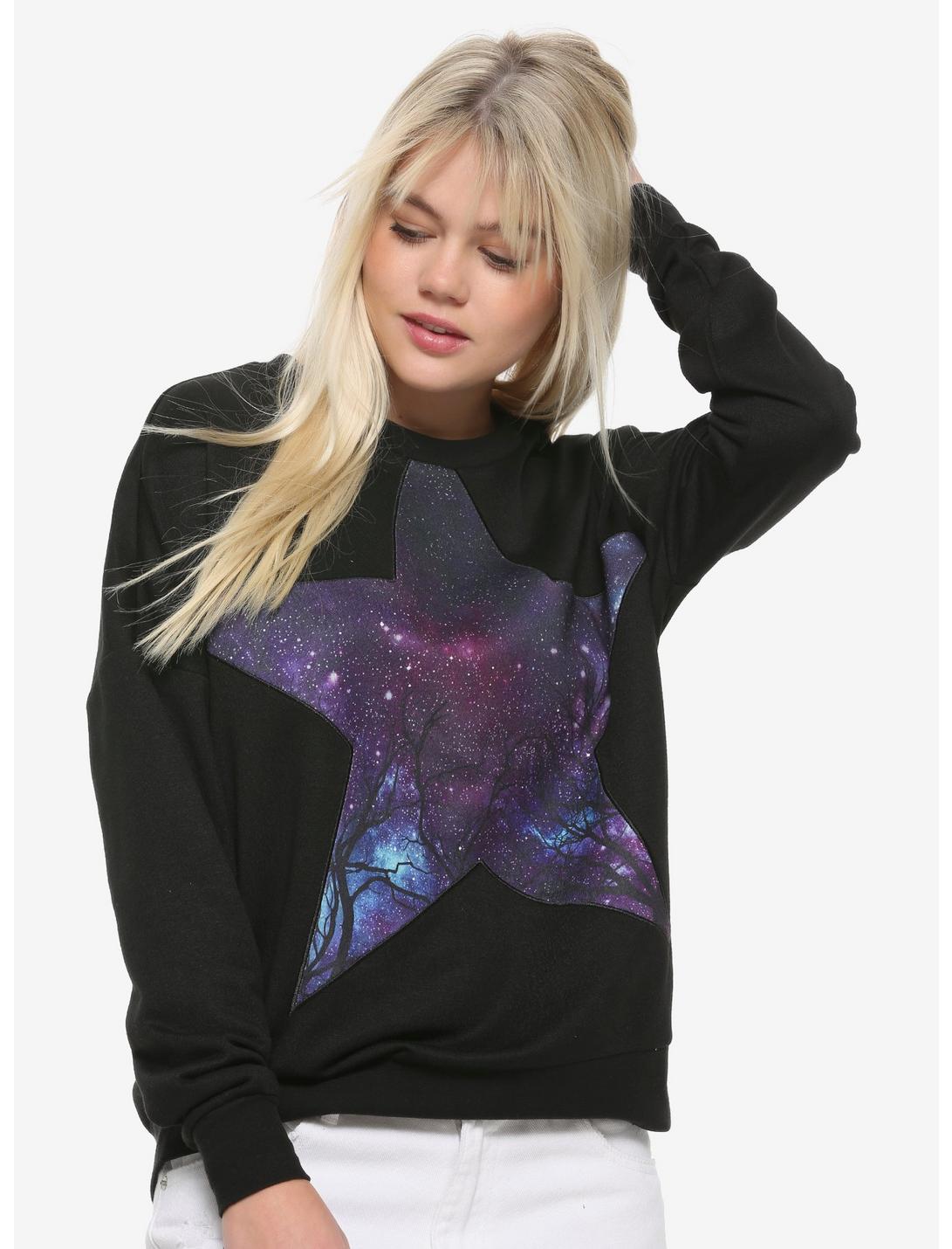 Starry Night Applique Girls Sweatshirt, MULTI, hi-res