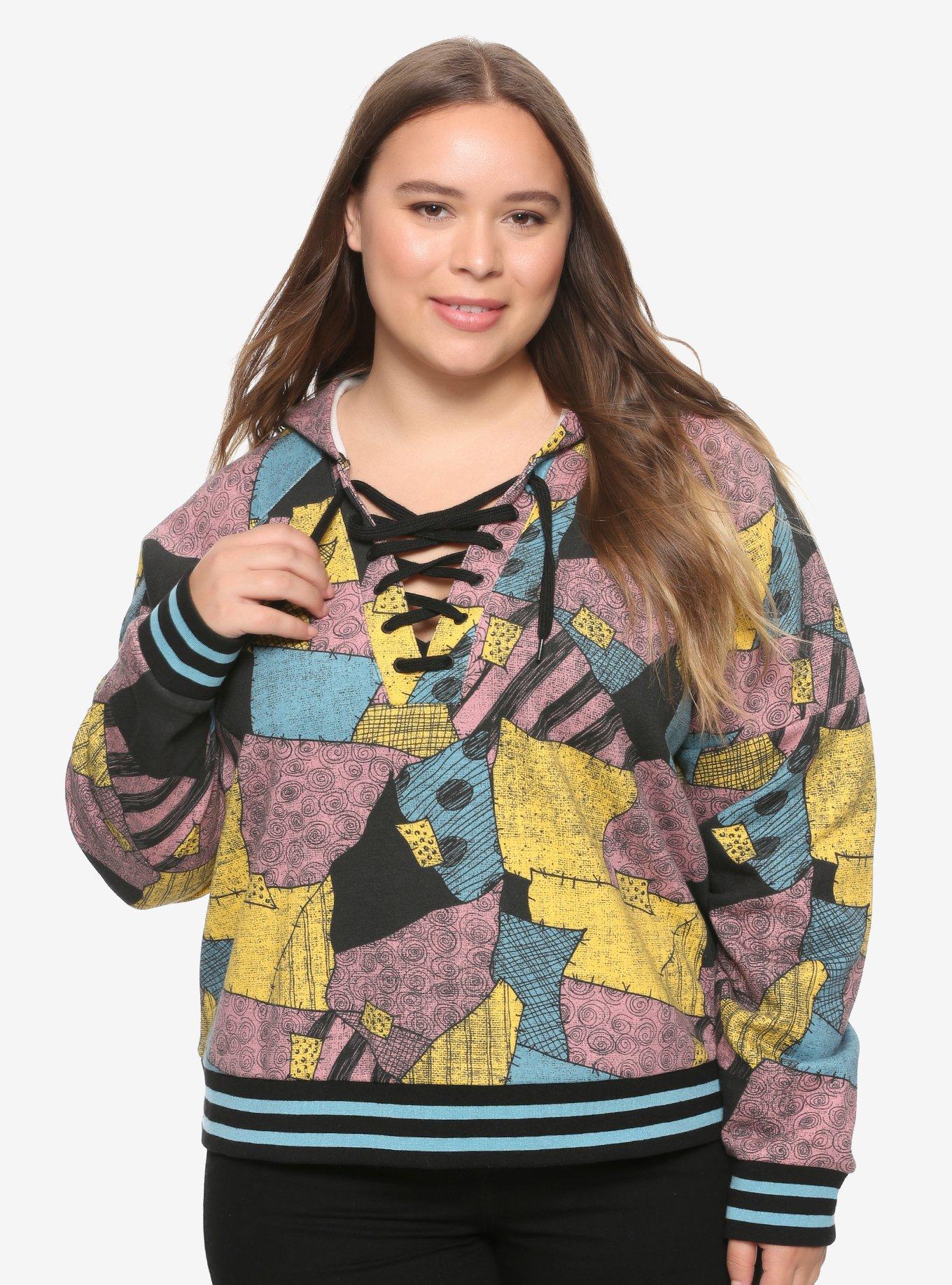 Plus Size - Disney The Nightmare Before Christmas Sally Patchwork Crop  Hoodie - Torrid