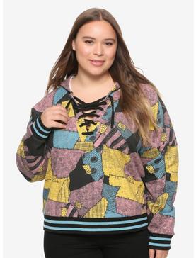 Plus Size The Nightmare Before Christmas Sally Lace-Up Hoodie Plus Size, , hi-res