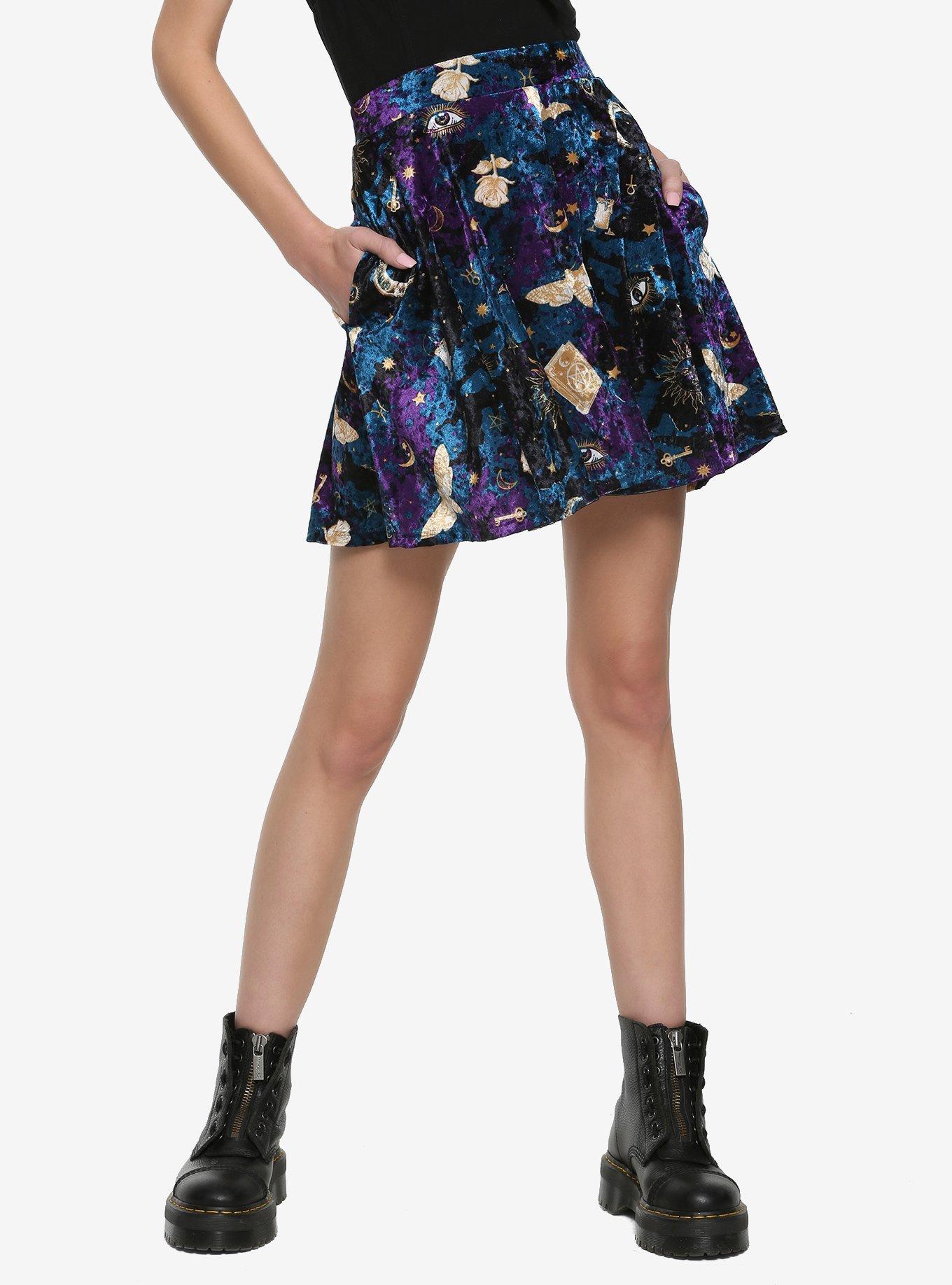 Witchy Crushed Velvet Skirt, MULTI, hi-res