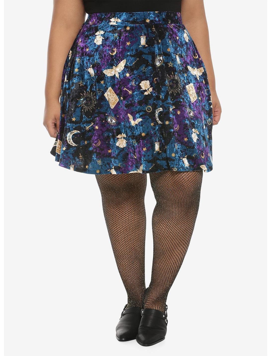 Witchy Crushed Velvet Skirt Plus Size, MULTI, hi-res