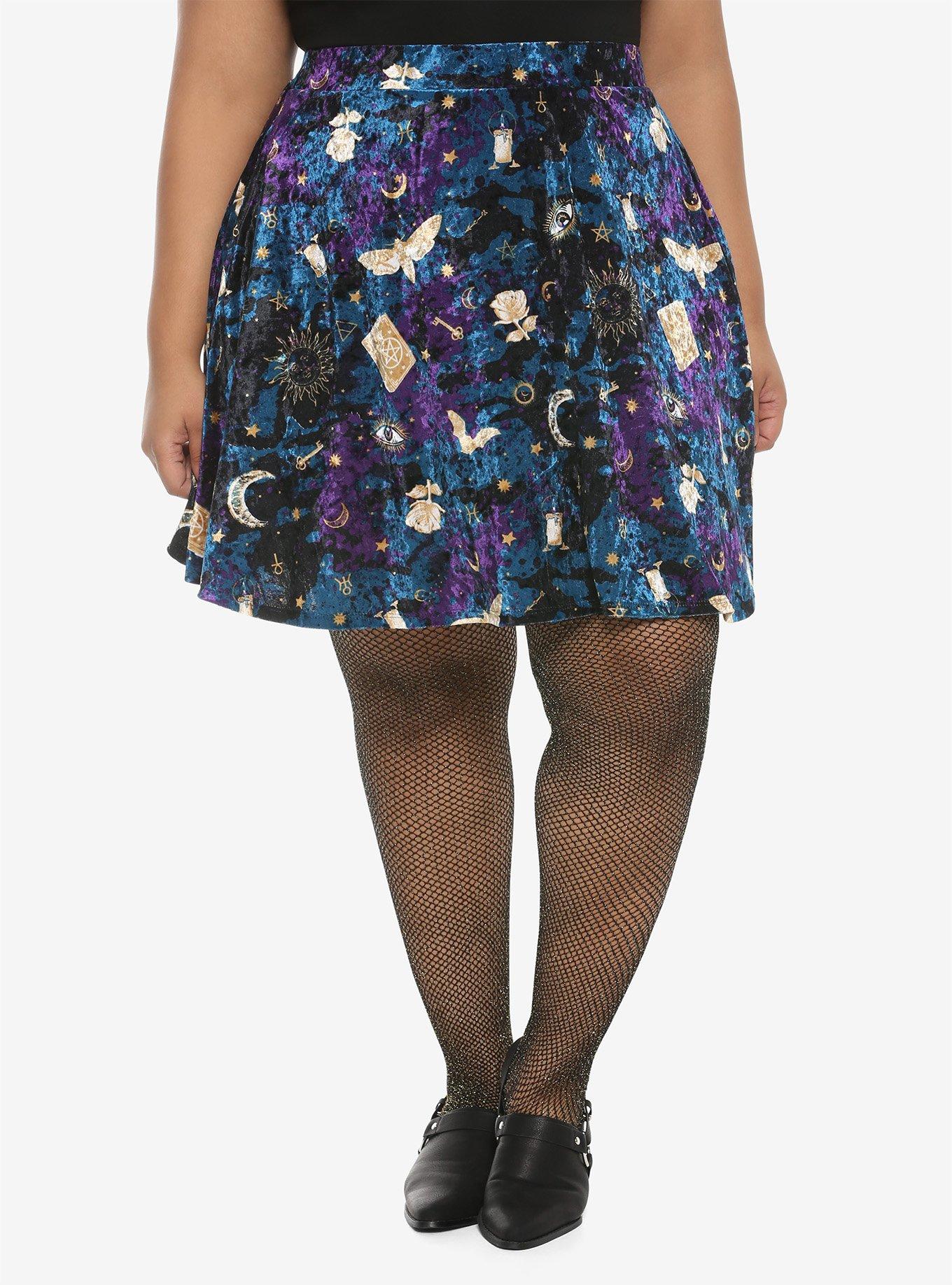 Witchy Crushed Velvet Skirt Plus Size, MULTI, hi-res