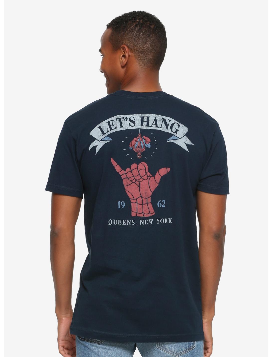 Marvel Spider-Man Let's Hang Queens New York T-Shirt - BoxLunch Exclusive, BLUE, hi-res