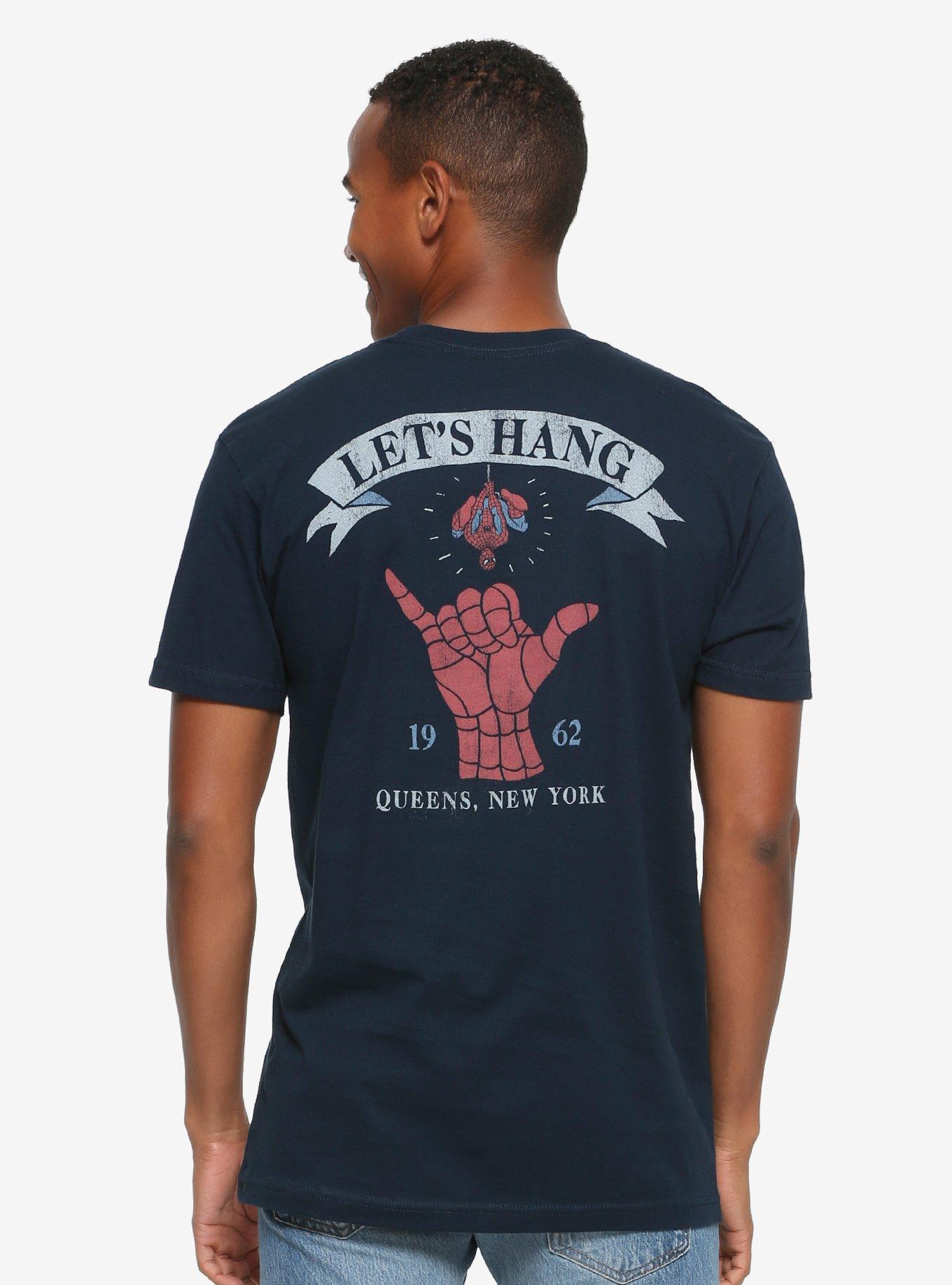 Marvel Spider-Man Let's Hang Queens New York T-Shirt - BoxLunch Exclusive, BLUE, hi-res