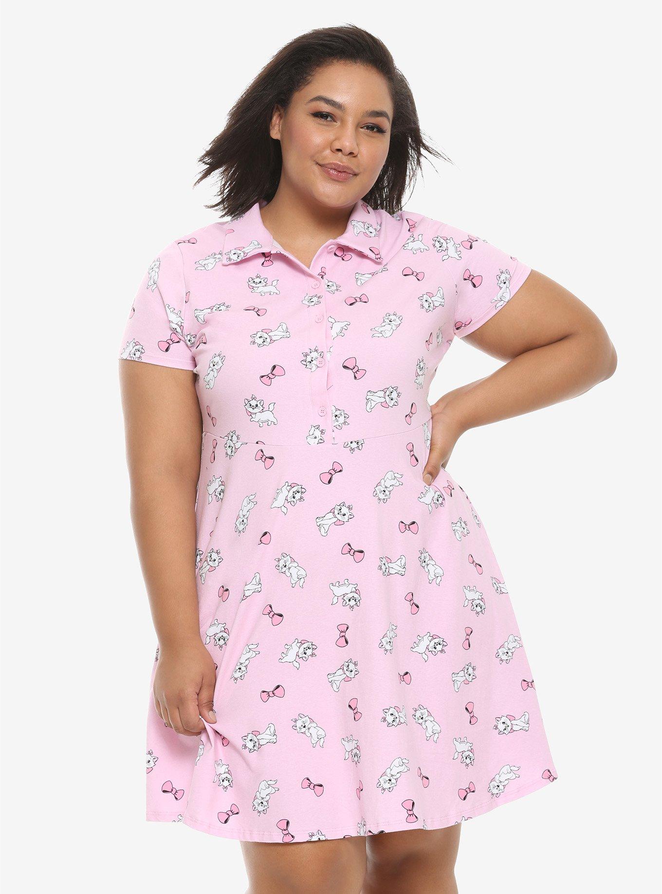 Disney The Aristocats Marie Collared Dress Plus Size, PINK, hi-res