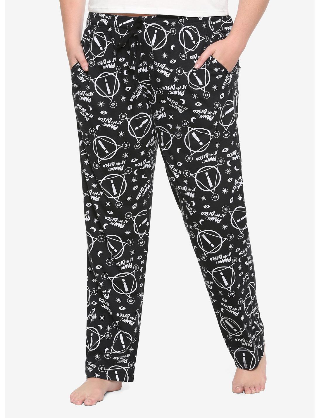 Panic! At The Disco Black & White Logo Girls Pajama Pants Plus Size, MULTI, hi-res