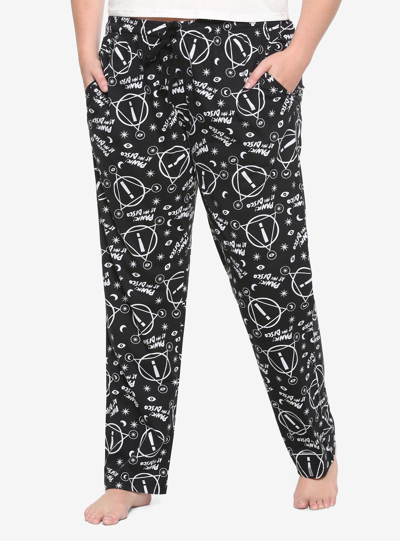 Panic! At The Disco Black & White Logo Girls Pajama Pants Plus Size, MULTI, hi-res