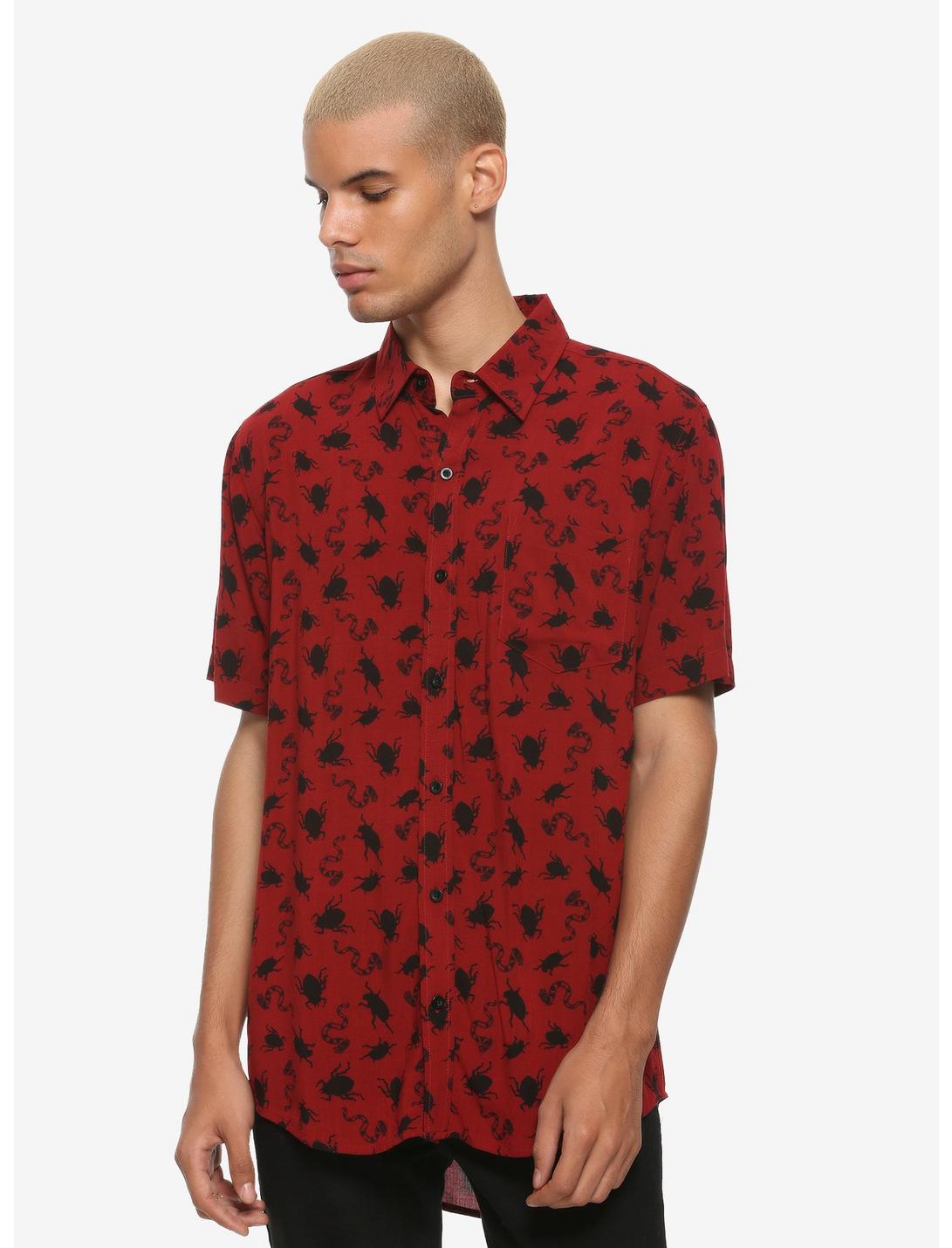 Beetlejuice Afterlife Guide Woven Button-Up | Hot Topic