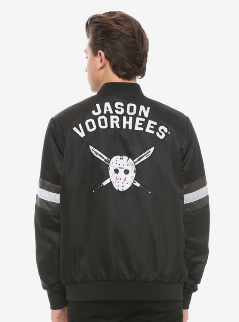 Friday The 13th Jason Voorhees Mask Varsity Bomber Puffer