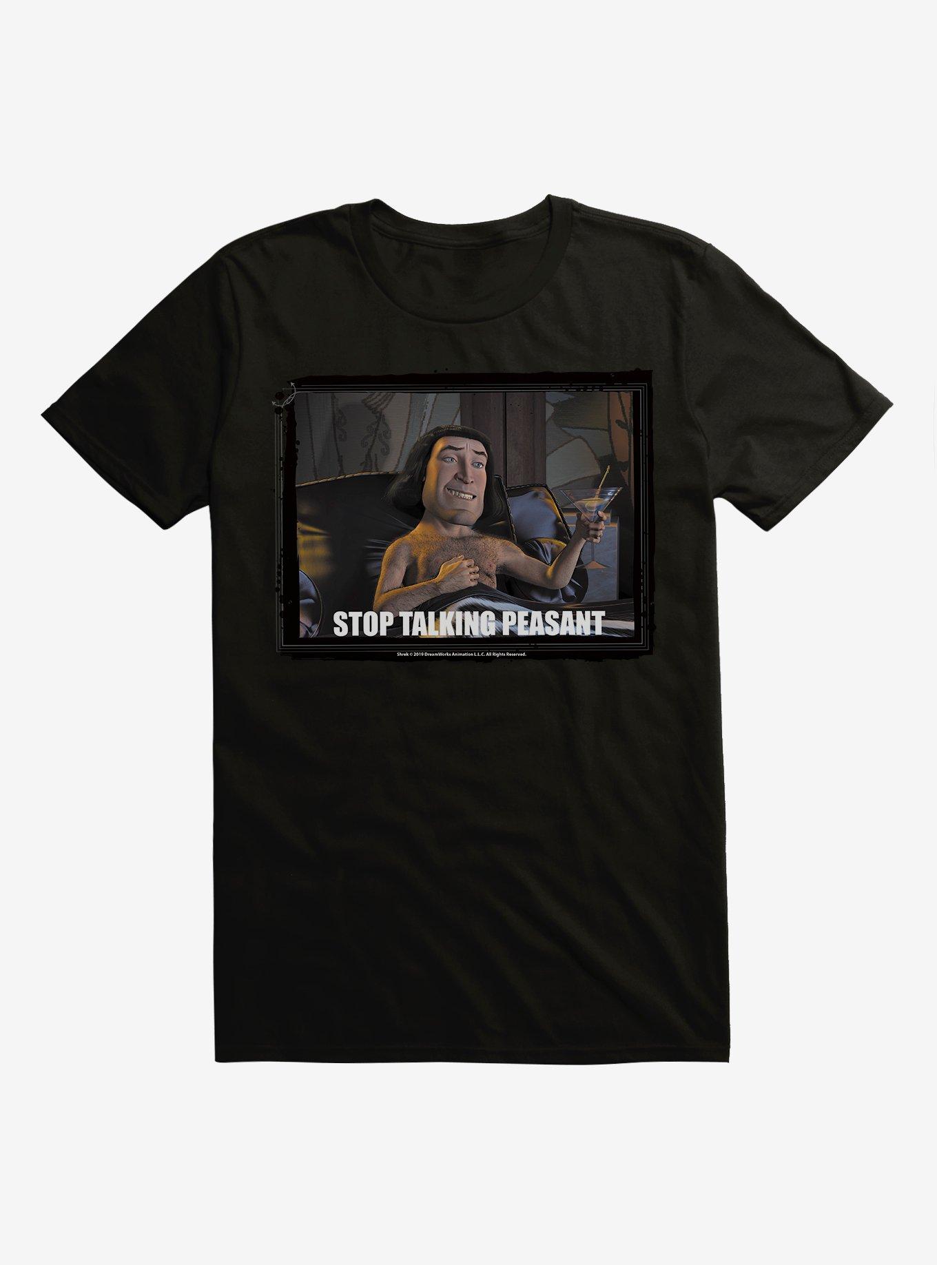 Shrek Farquaad Stop Talking Peasant T-Shirt, BLACK, hi-res