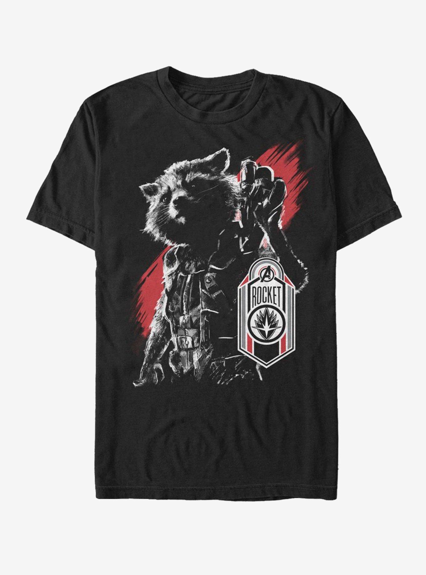 Marvel Avengers Endgame Rocket Tag T-Shirt, BLACK, hi-res