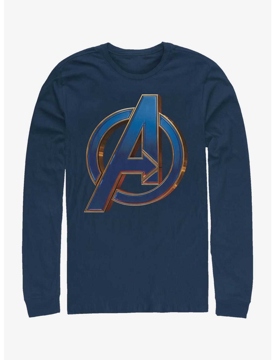 Marvel Avengers Endgame Blue Logo Long Sleeve T-Shirt, NAVY, hi-res