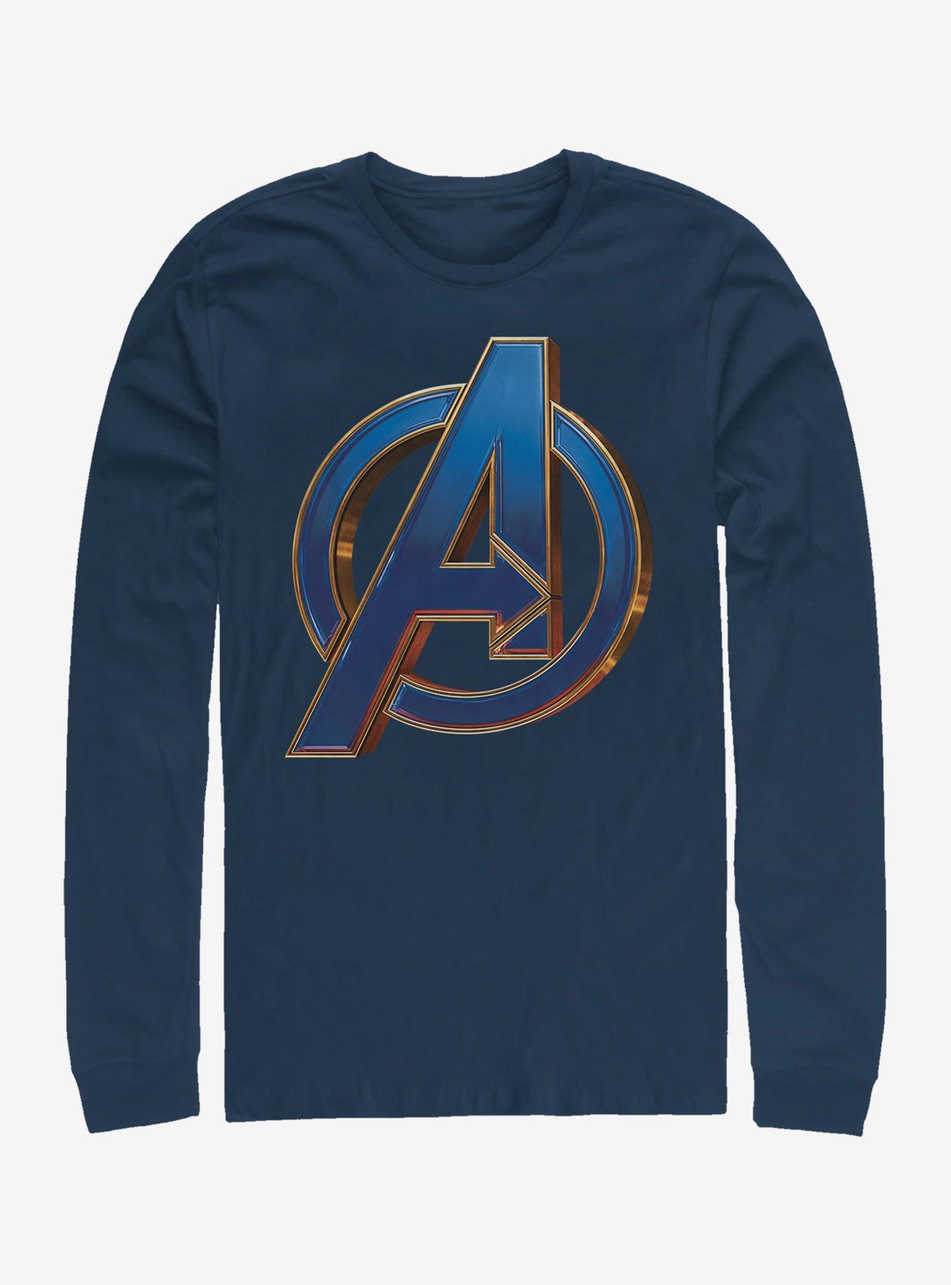 Marvel Avengers Endgame Blue Logo Long Sleeve T-Shirt, NAVY, hi-res