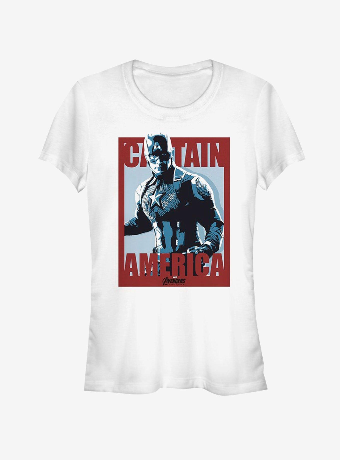 Marvel Avengers Endgame Captain America Poster Girls T-Shirt, WHITE, hi-res