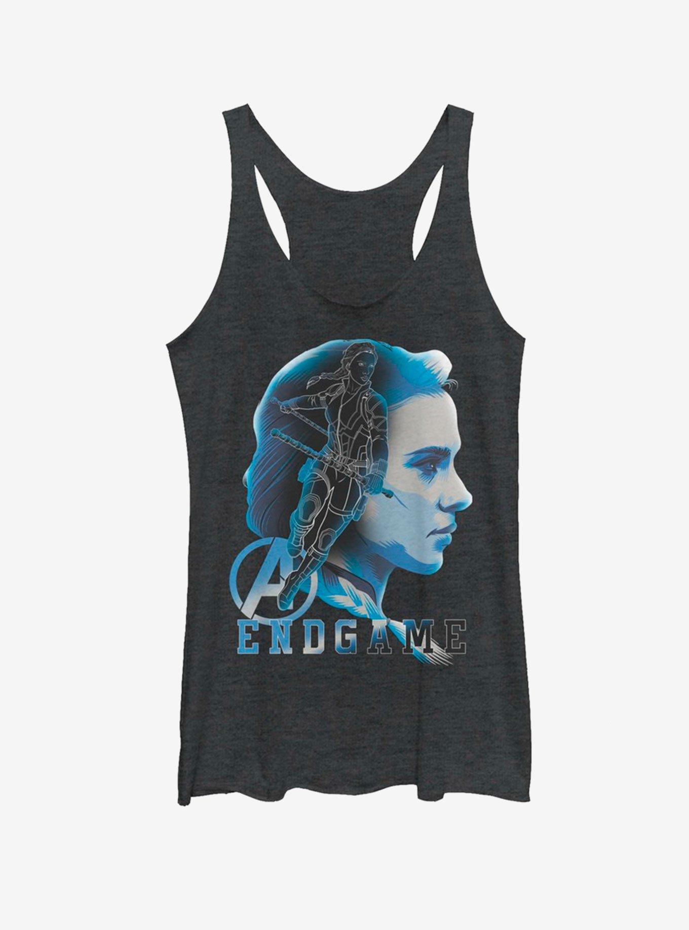 Marvel Avengers Endgame Black Widow Endgame Silhouette Girls Tank, BLK HTR, hi-res