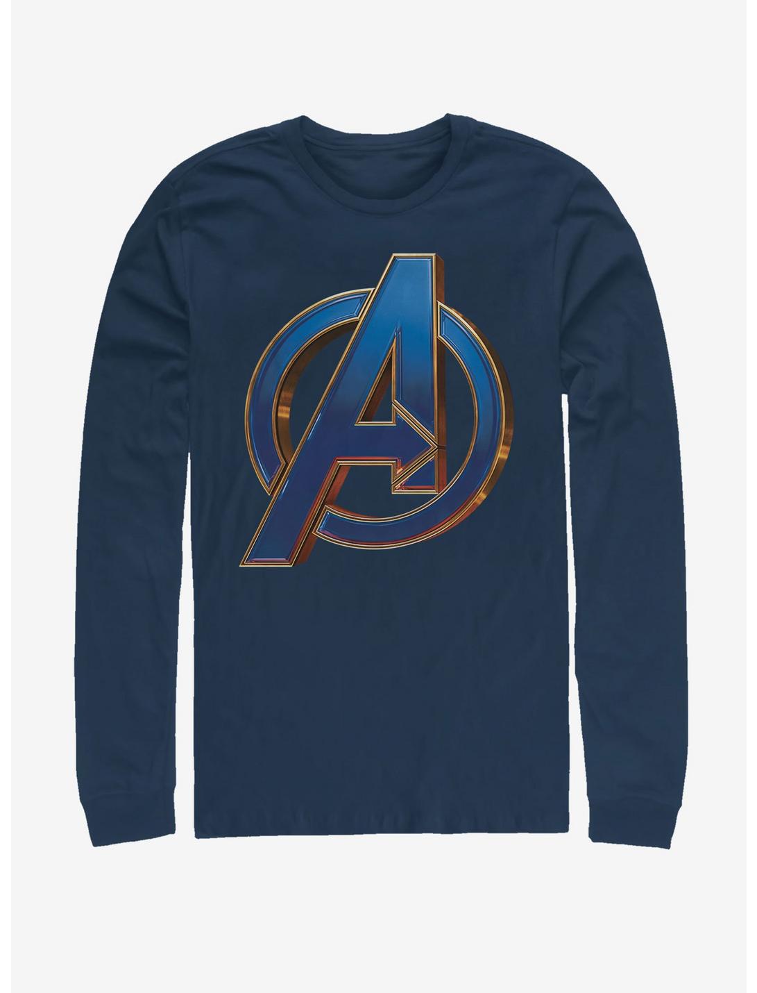 Marvel Avengers Endgame Blue Logo Long-Sleeve T-Shirt, NAVY, hi-res