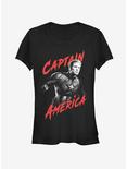 Marvel Avengers Endgame High Contrast Captain America Girls T-Shirt, BLACK, hi-res