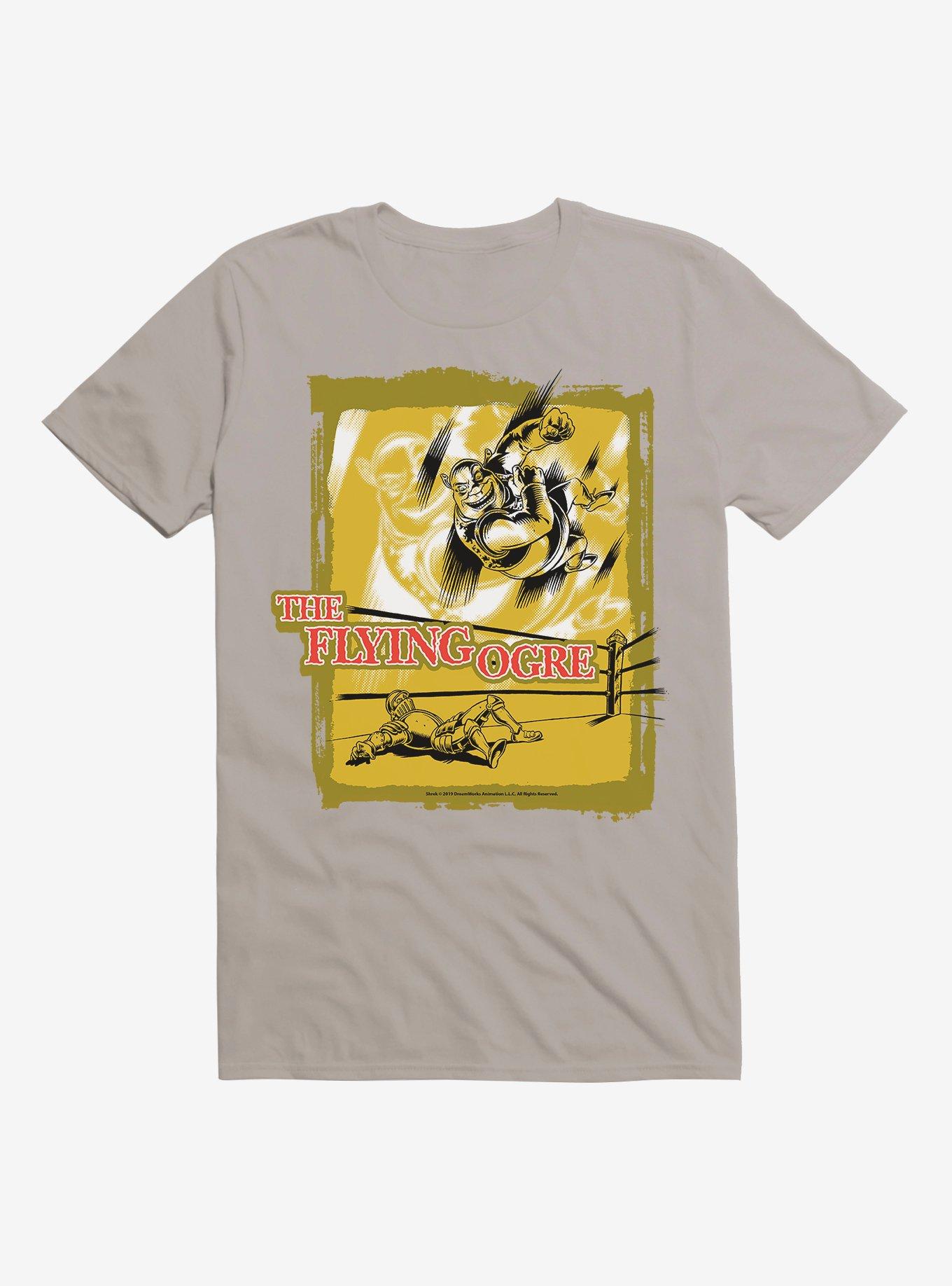 Shrek Flying Ogre Poster T-shirt, LIGHT GREY, hi-res