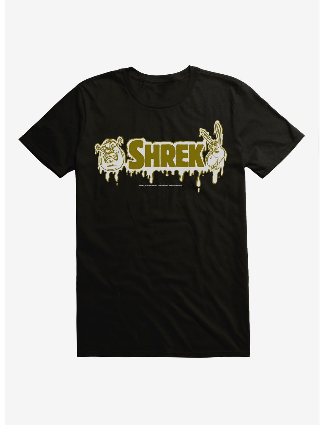 Shrek Shrek And Donkey Slime Faces T-Shirt, BLACK, hi-res