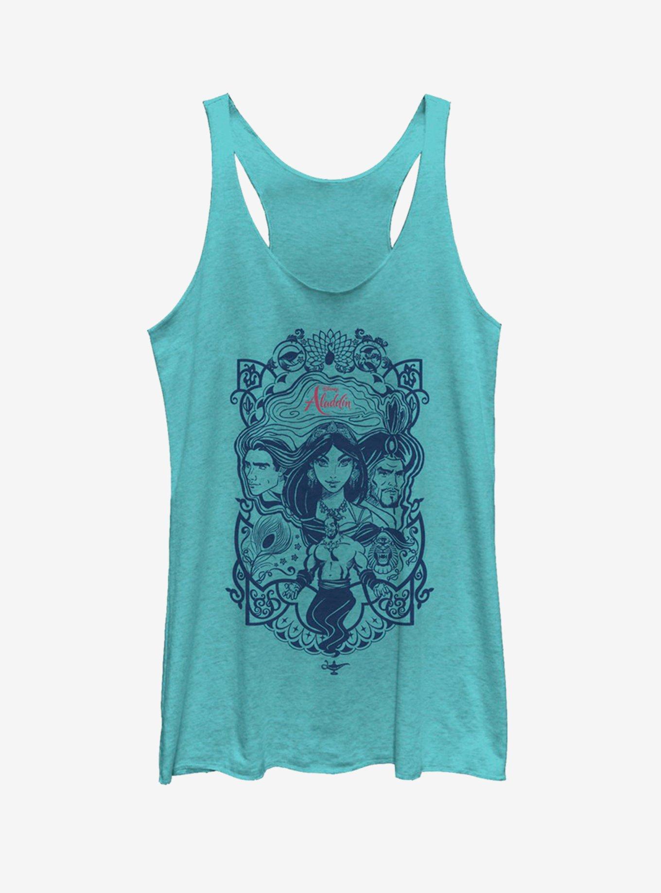 Disney Aladdin 2019 Vintage Aladdin Collage Womens Tank, TAHI BLUE, hi-res view 1