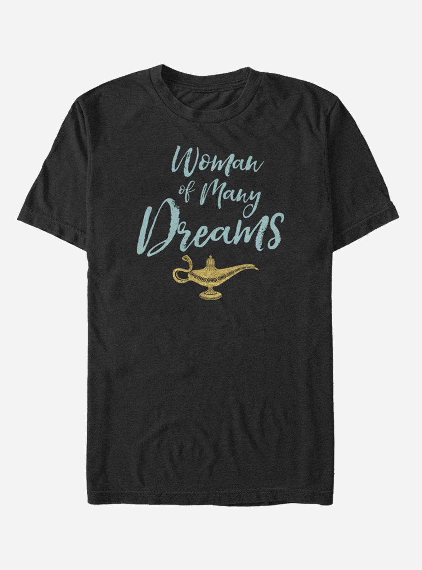 Disney Aladdin 2019 Woman of Many Dreams Cursive  T-Shirt, BLACK, hi-res