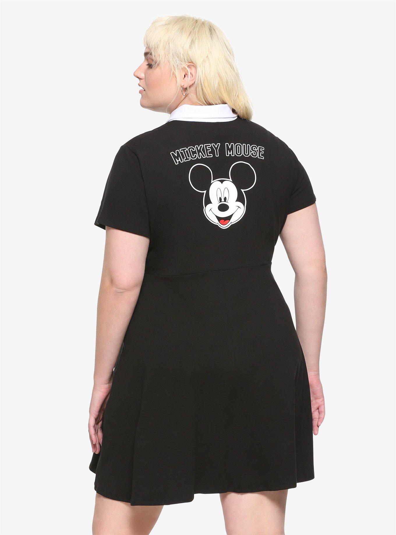 Disney Mickey Mouse Black & White Collared Dress Plus Size, MULTI, hi-res