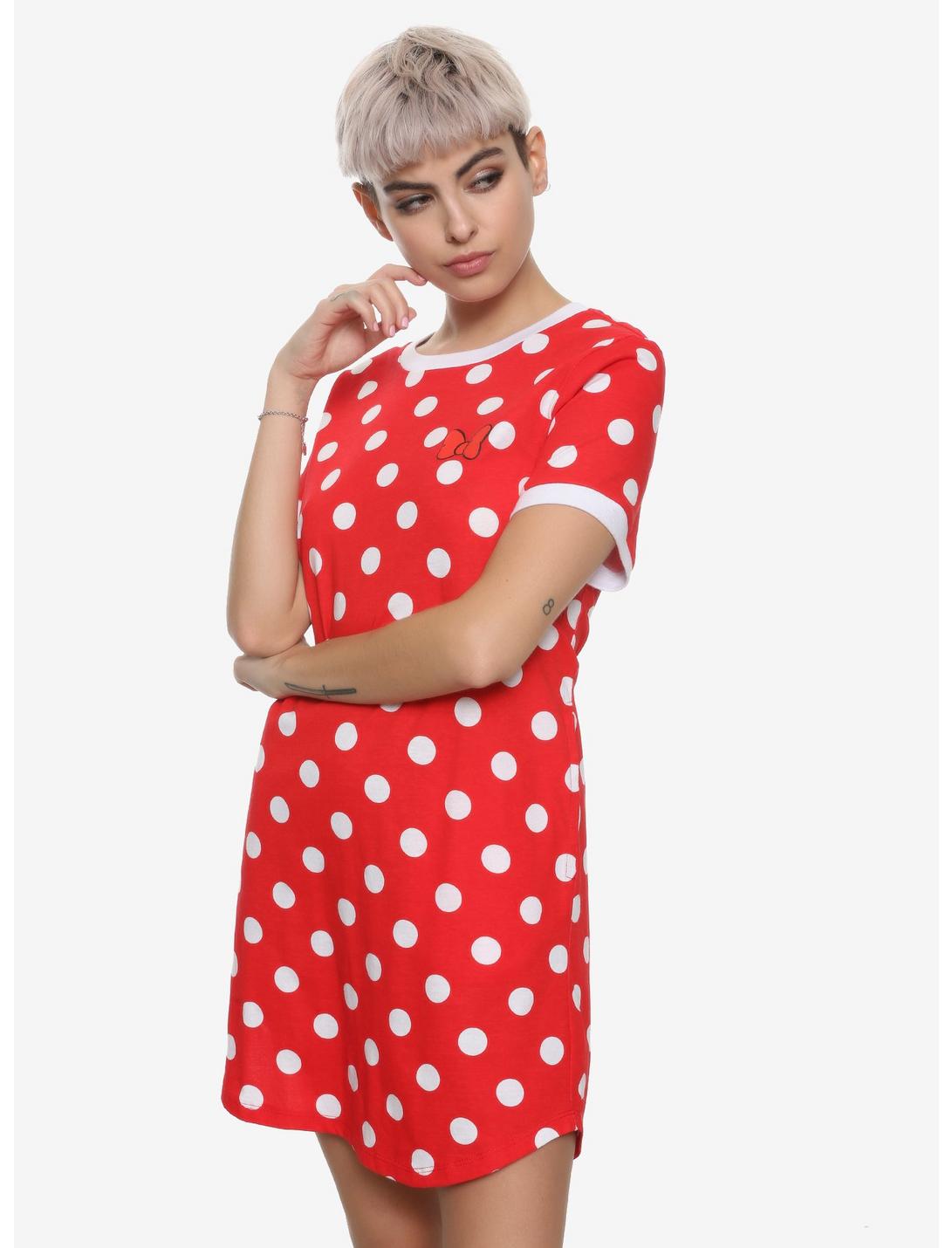 Disney Minnie Mouse Polka Dot T-Shirt Dress, WHITE, hi-res