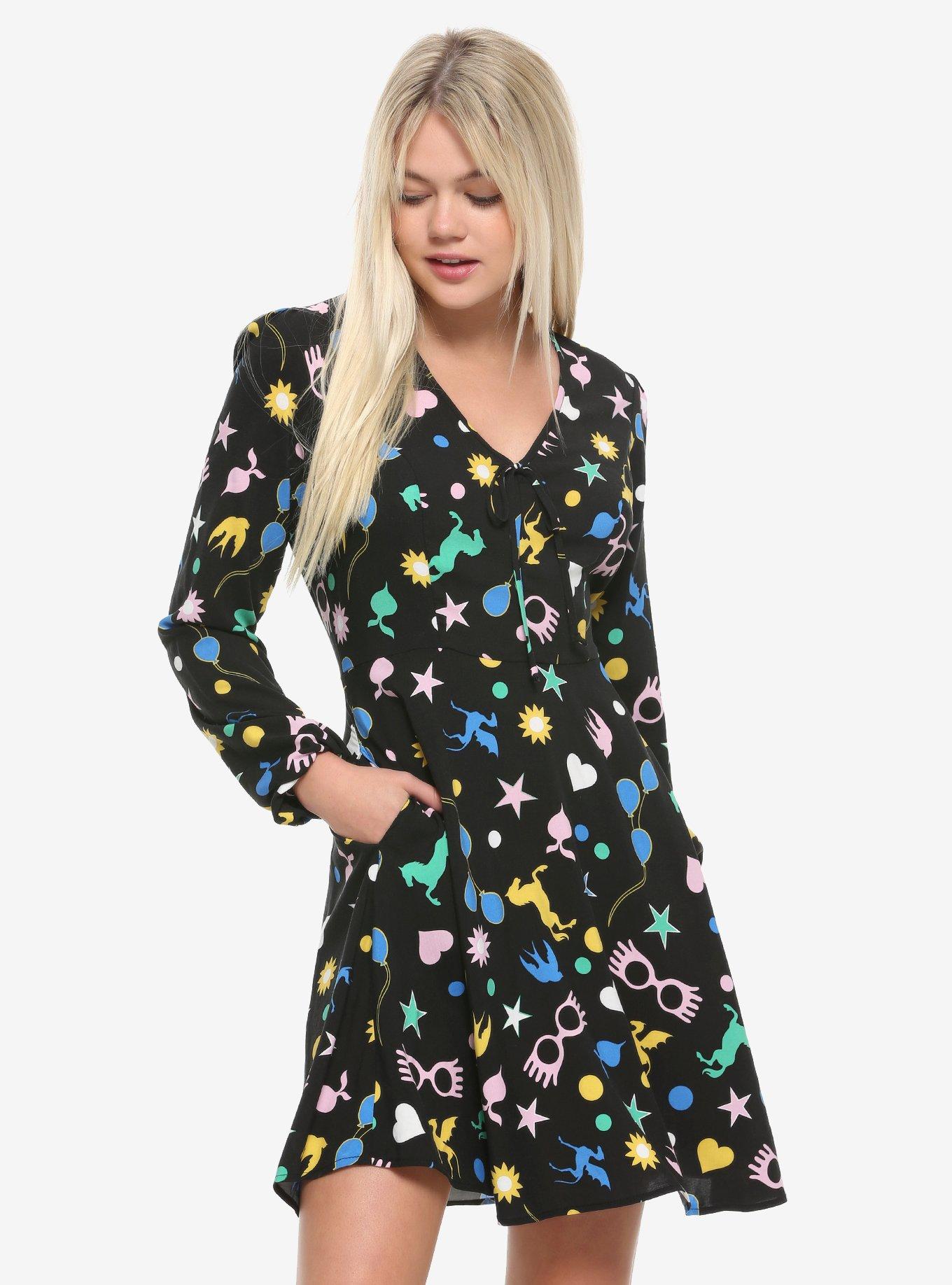 Harry Potter Luna Lovegood Long-Sleeve Icons Dress, MULTI, hi-res