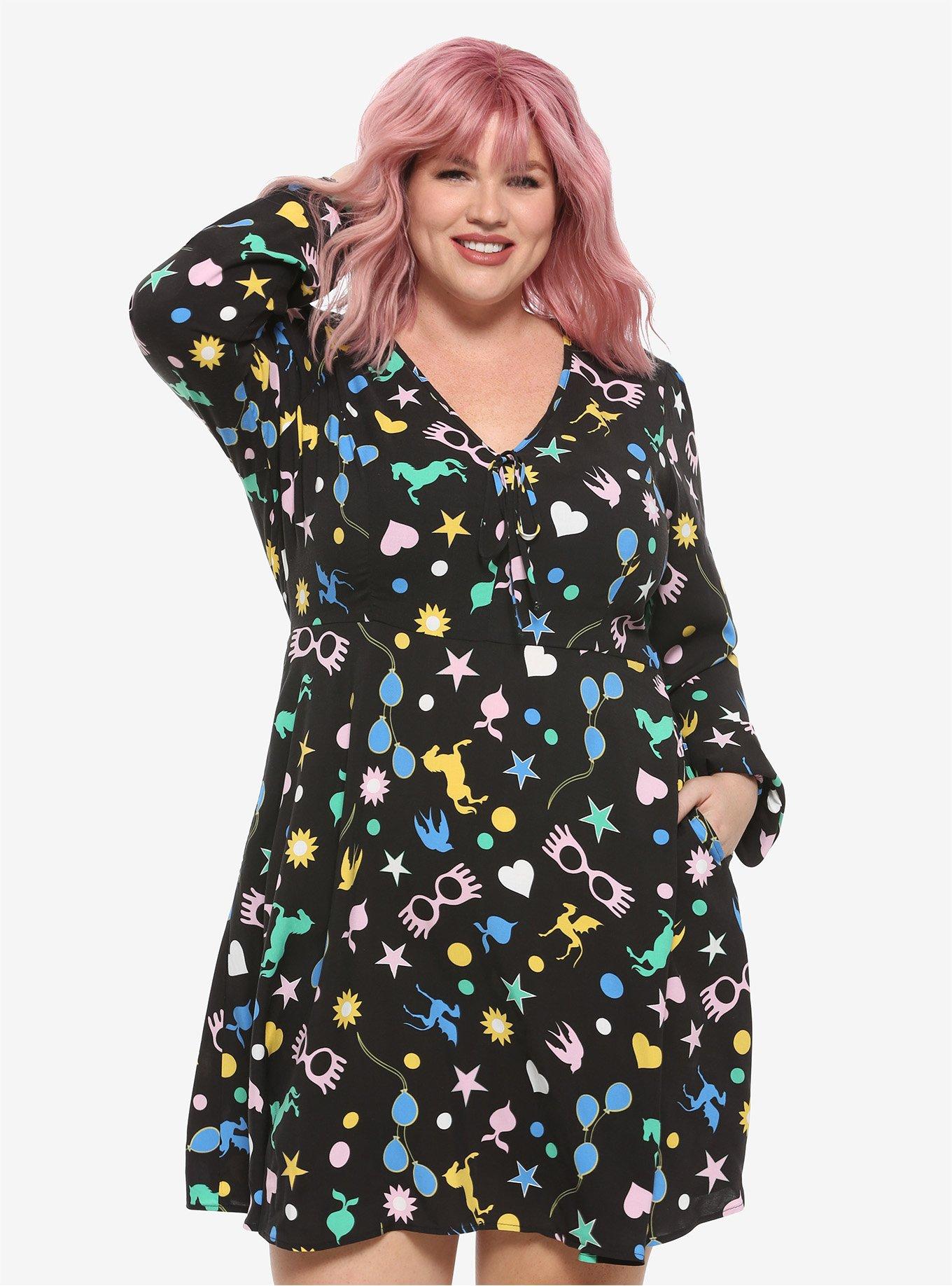 Harry Potter Luna Lovegood Long-Sleeve Icons Dress Plus Size, MULTI, hi-res