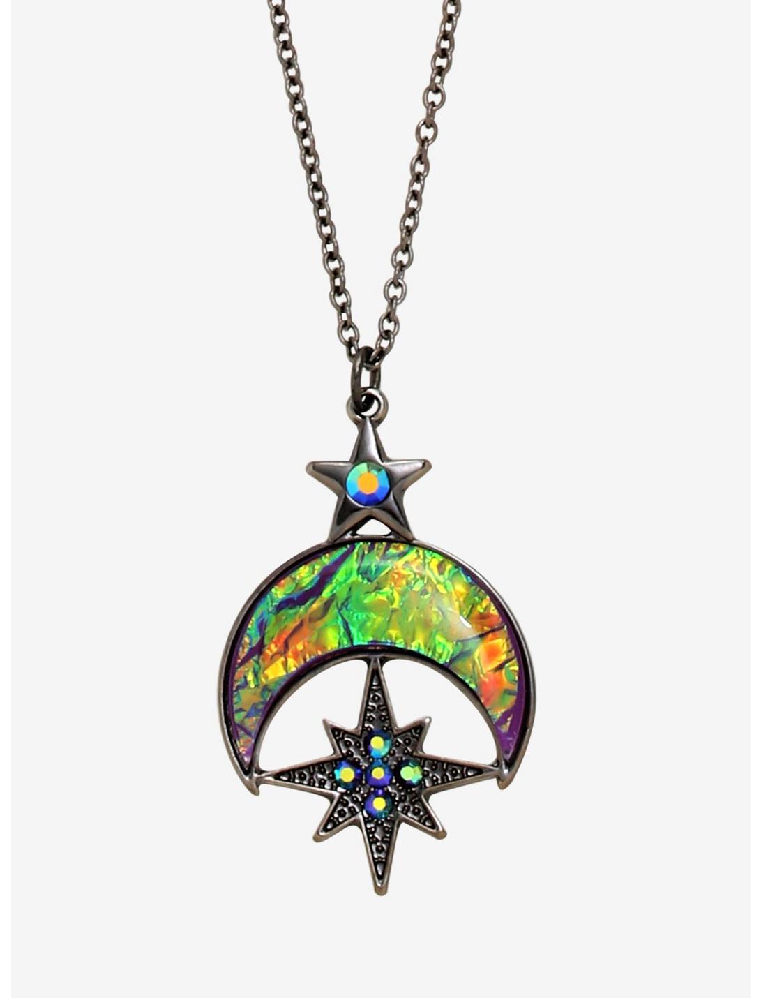 Moon & Stars Dark Opal Necklace, , hi-res