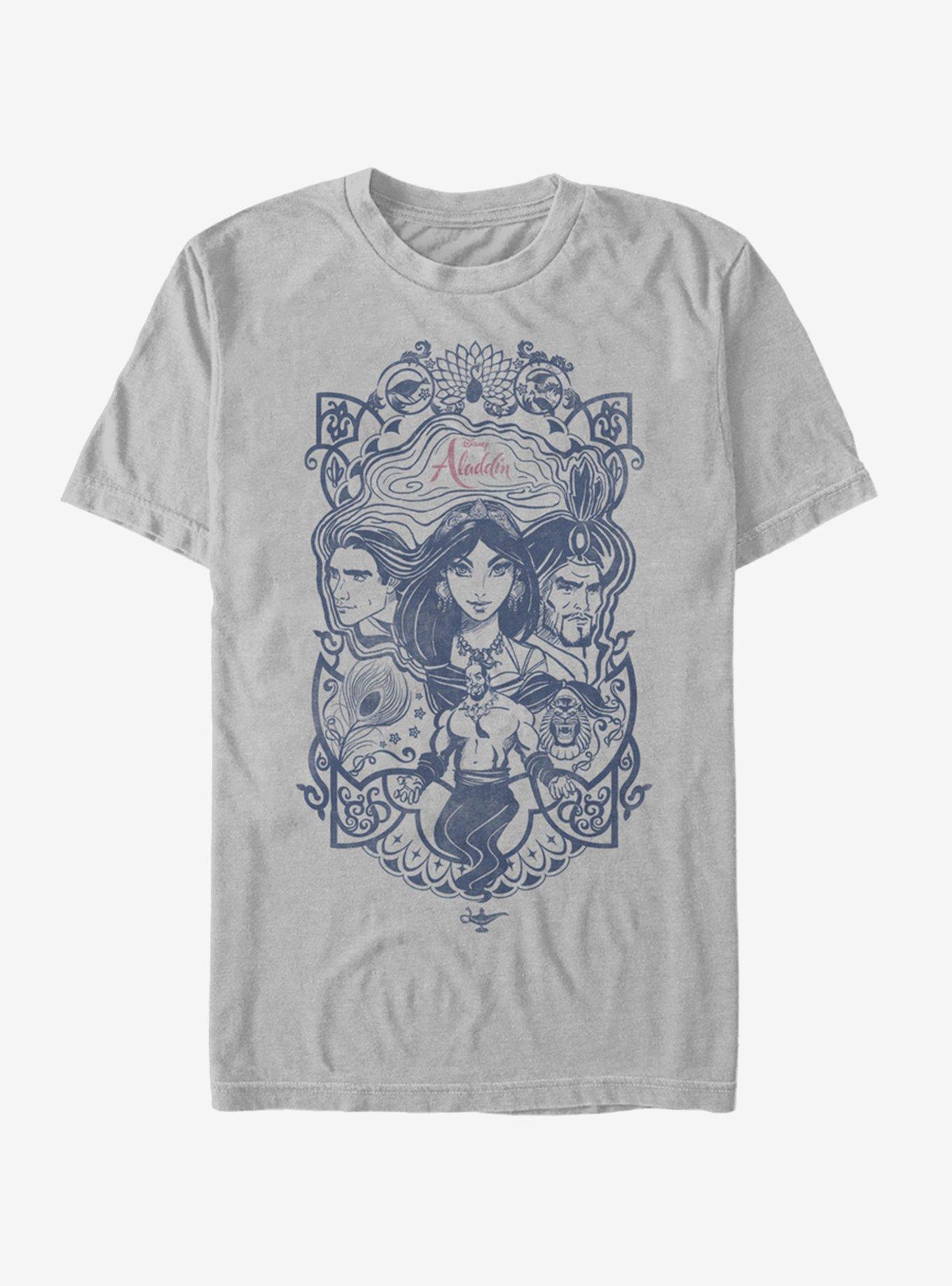 Disney Aladdin 2019 Vintage Aladdin Collage T-Shirt, SILVER, hi-res