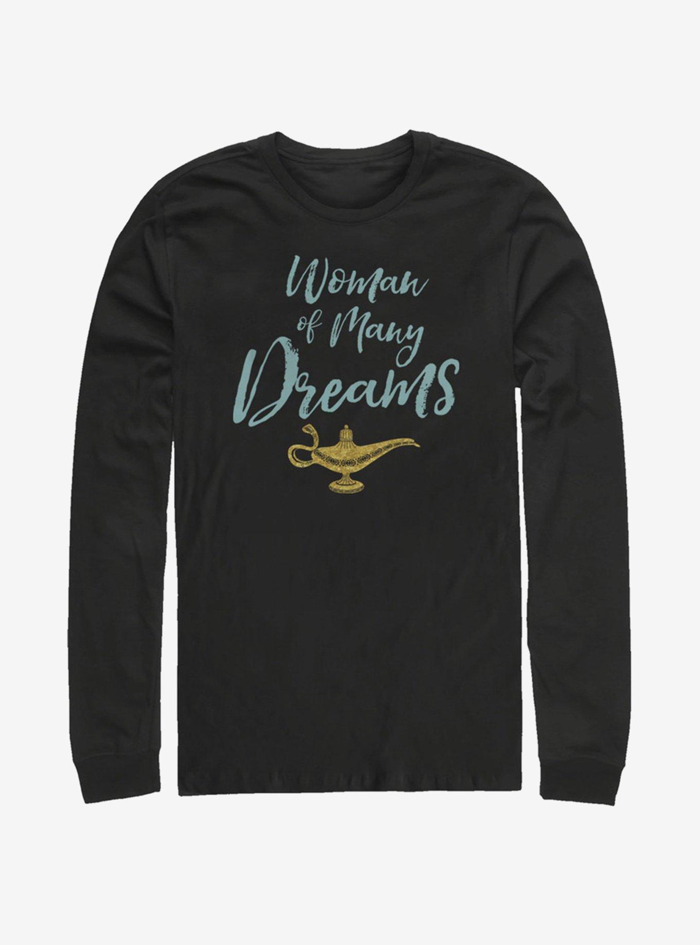 Disney Aladdin 2019 Woman of Many Dreams Cursive Long-Sleeve T-Shirt, BLACK, hi-res