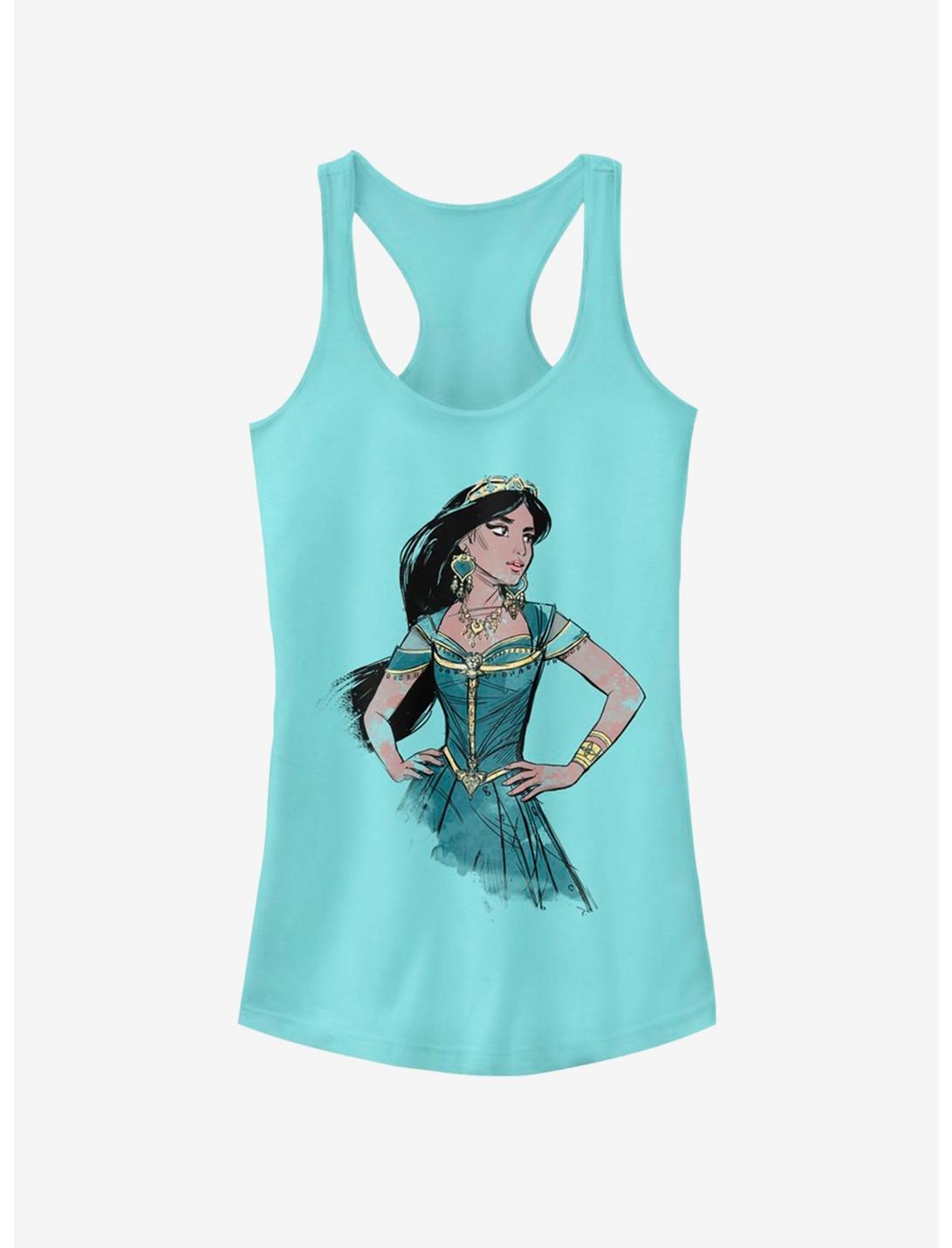 Disney Aladdin 2019 Jasmine Sketch Girls Tank, CANCUN, hi-res