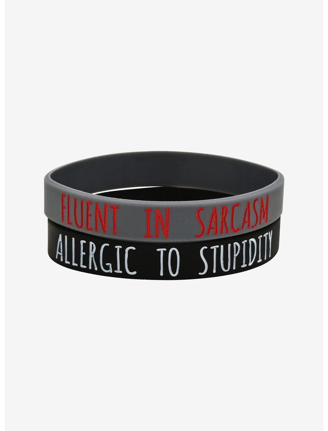 Allergic To Stupidity & Fluent In Sarcasm Rubber Bracelet Set, , hi-res