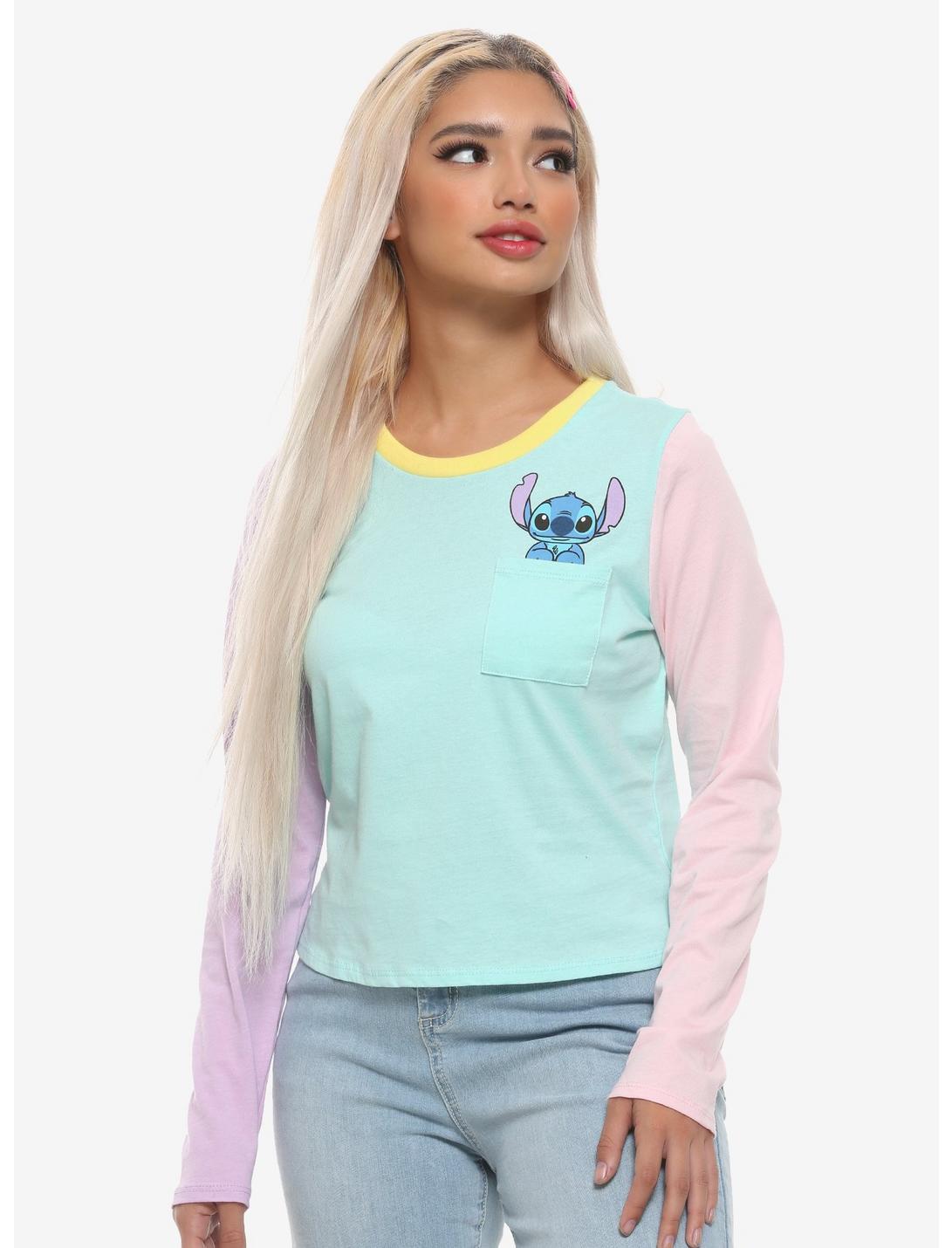 Disney Lilo & Stitch Pocket Pastel Color-Block Girls Long-Sleeve T-Shirt, MULTI, hi-res
